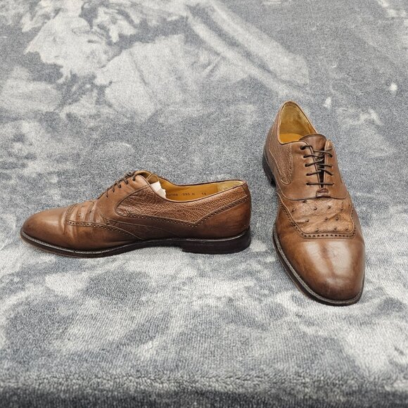 MEZLAN Genuine Ostrich Dress Shoes Mens 13M Derby Loafer brown lace-up oxford main image 5